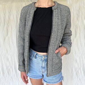 IRO Womens Jacket "Angie" Woven Size Medium FR 38 Black and White Front Zipper